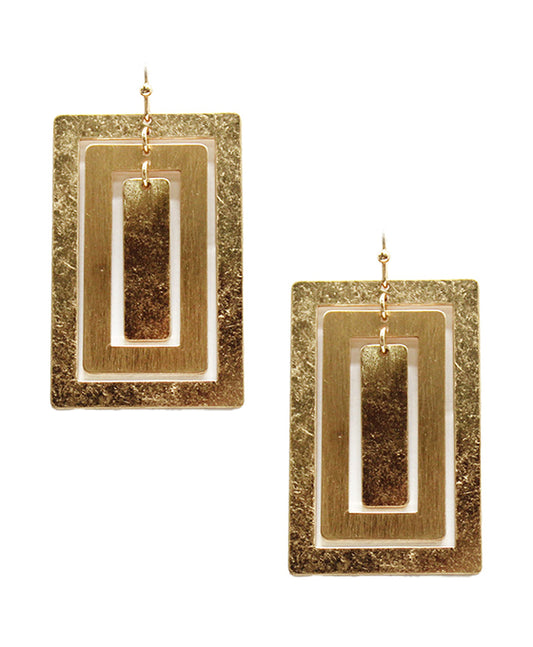 Metal Square Open Cut Earring