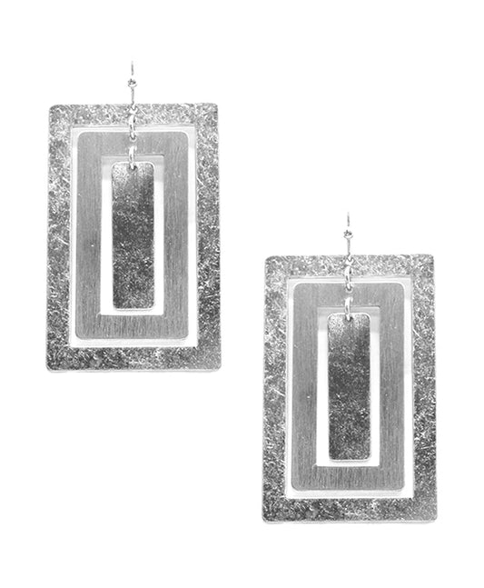 Metal Square Open Cut Earring