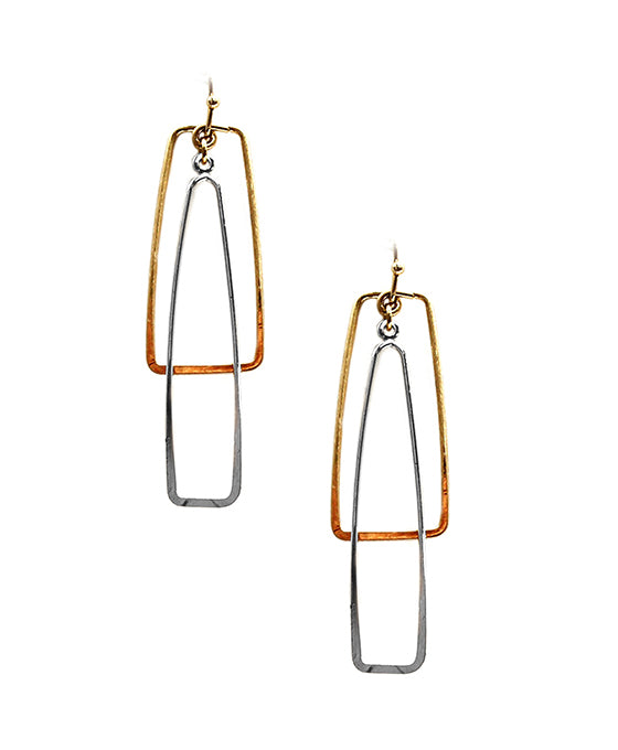 Double Metal Rectangle Shape Earring