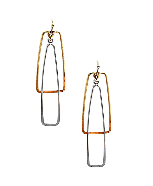 Double Metal Rectangle Shape Earring
