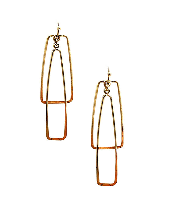 Double Metal Rectangle Shape Earring