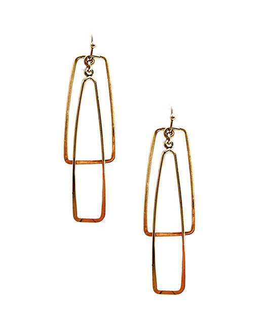 Double Metal Rectangle Shape Earring