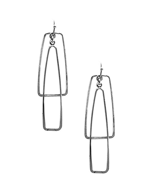Double Metal Rectangle Shape Earring