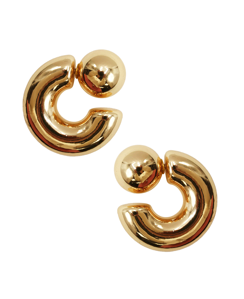 Circle & C Shape Post Earring