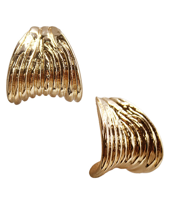 Waived Metal Hoop Post Earring