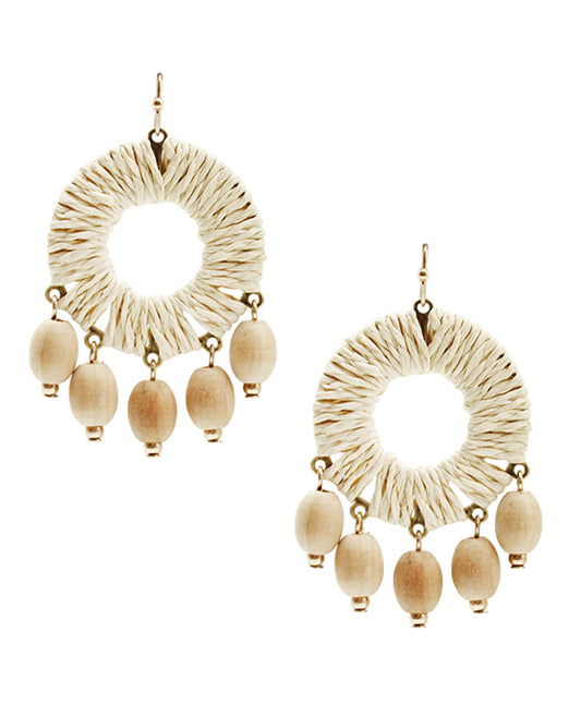 Wrapped Circle w/ Wood Charms Earring