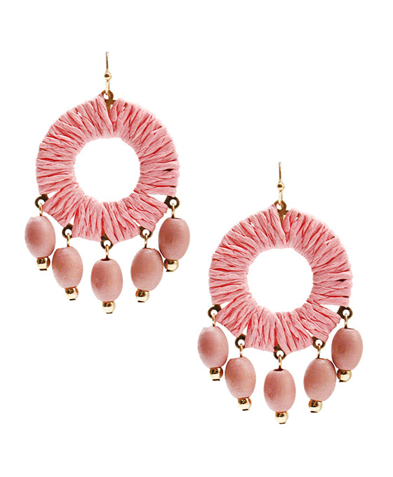 Wrapped Circle w/ Wood Charms Earring