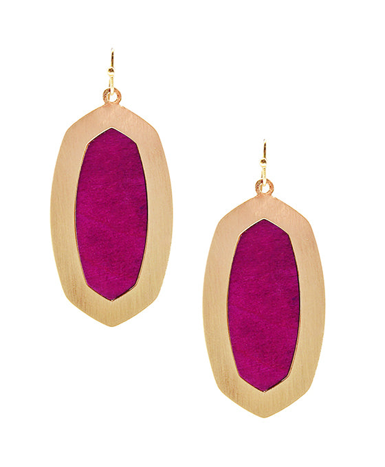 Colored Wood Metal Frame Earring