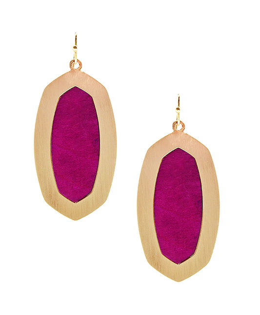 Colored Wood Metal Frame Earring