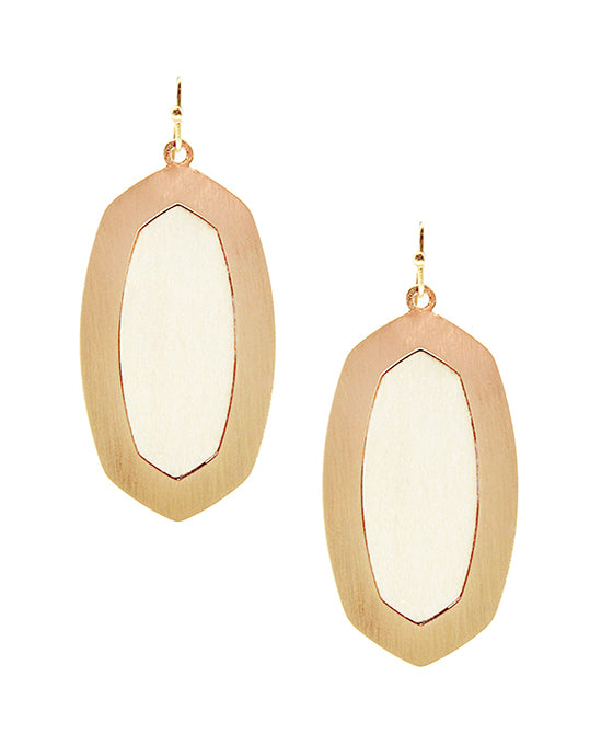 Colored Wood Metal Frame Earring