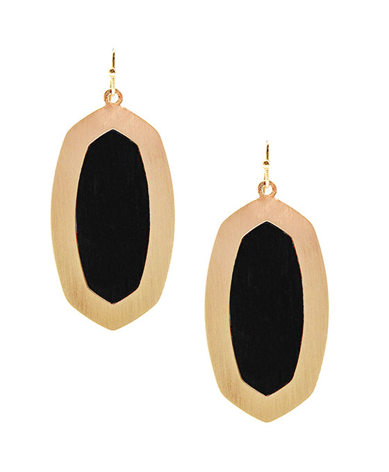 Colored Wood Metal Frame Earring