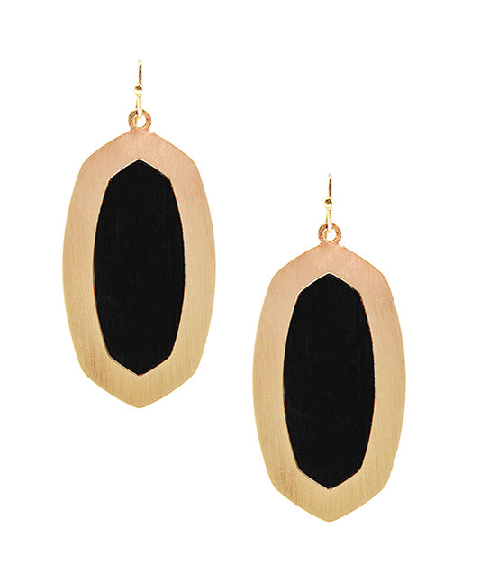 Colored Wood Metal Frame Earring