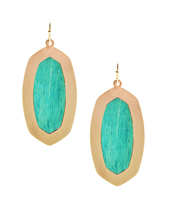 Colored Wood Metal Frame Earring