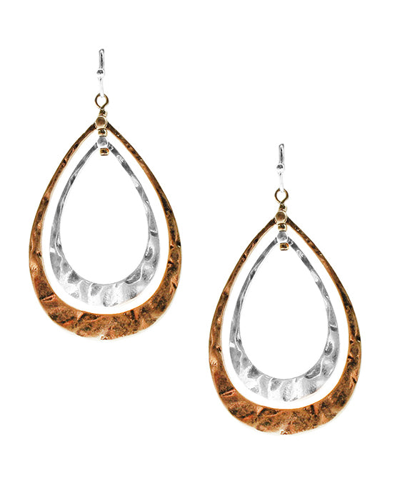 Double Metal Teardrop Earring