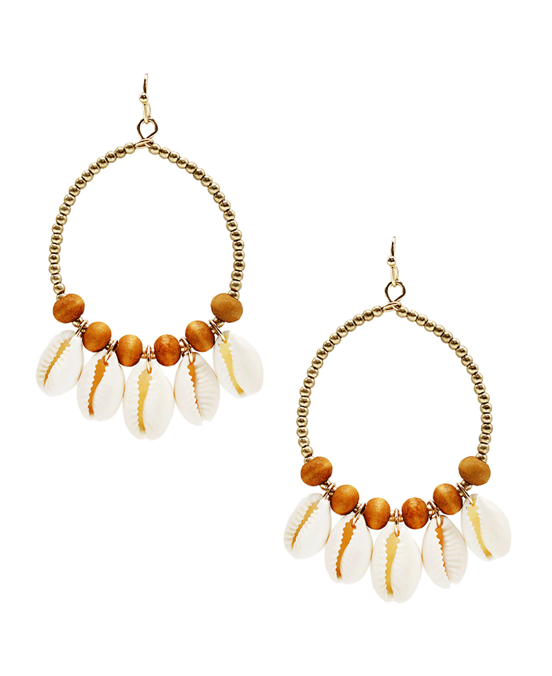 Wood & Shell Round Earring