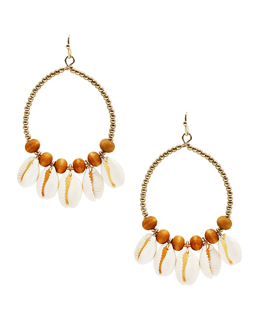 Wood & Shell Round Earring