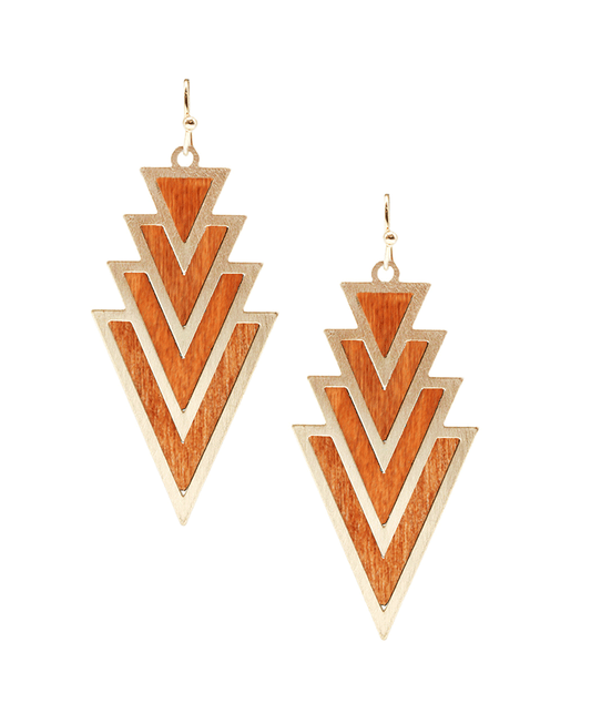 Multi Arrow Metal & Wood Earring