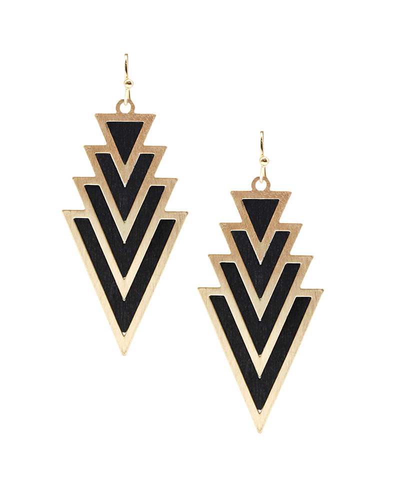 Multi Arrow Metal & Wood Earring