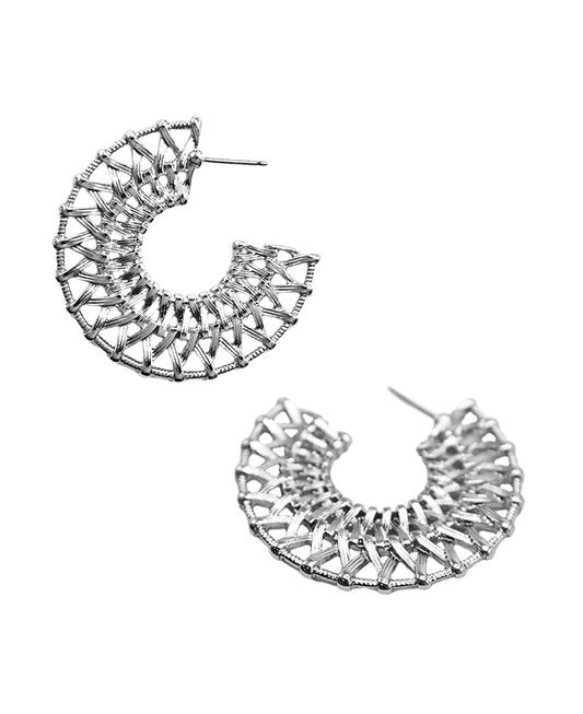 Woven Shape Metal Hoop Earring