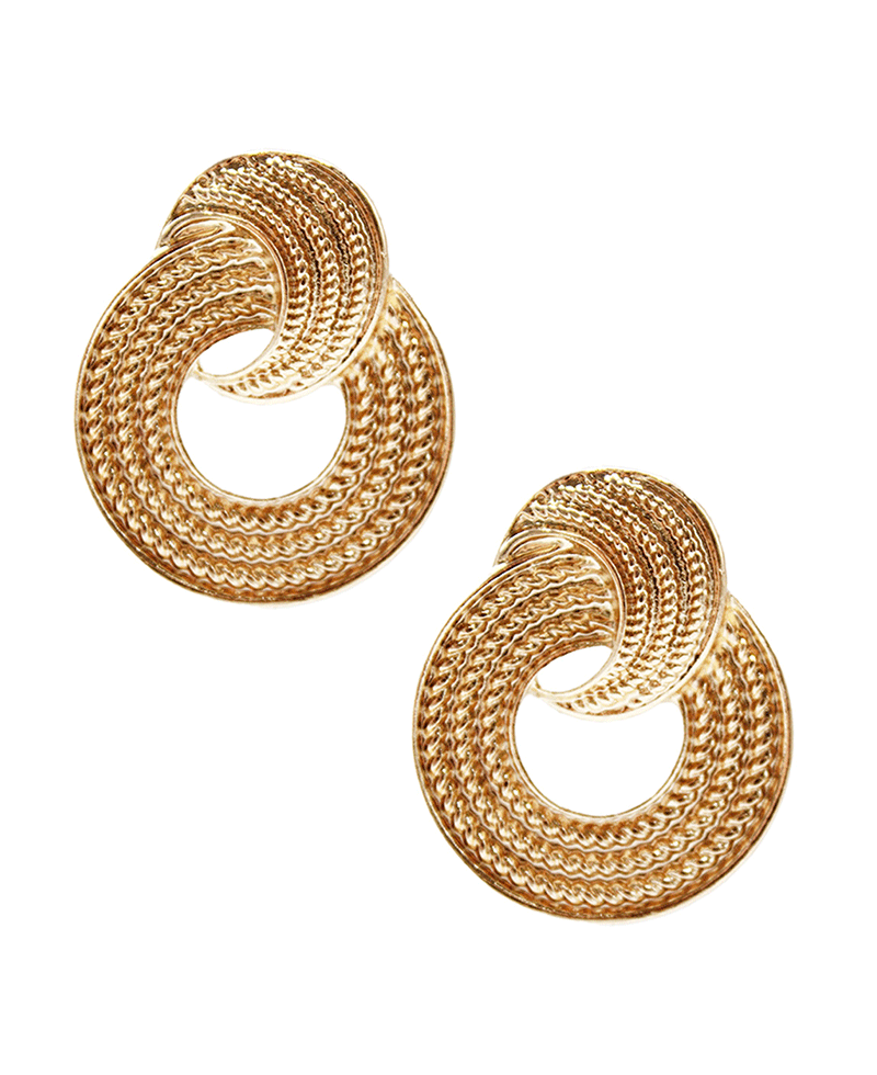 Linked Metal Round Post Earring