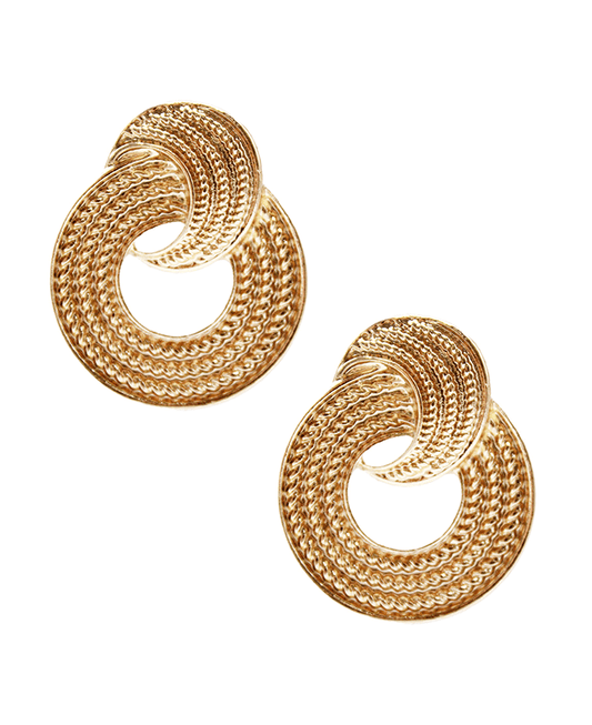 Linked Metal Round Post Earring
