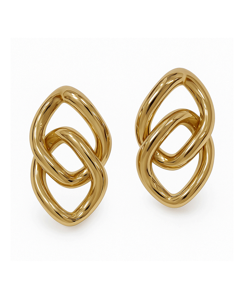 Double Square Shape Linked Post Earring