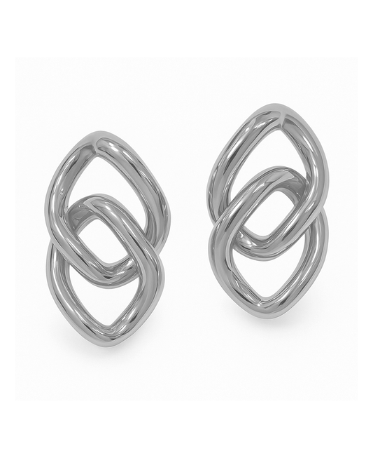 Double Square Shape Linked Post Earring