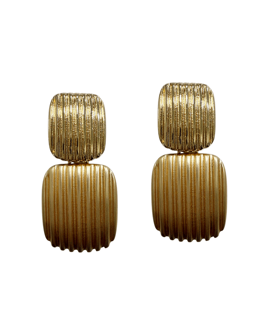 Double Square Metal Post Earring