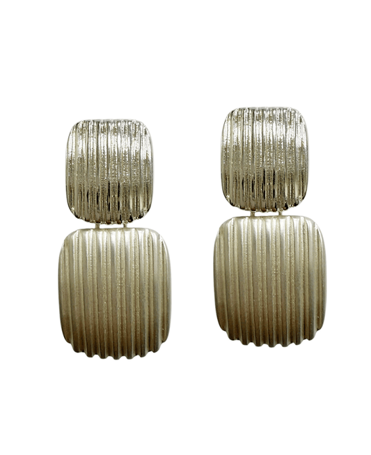Double Square Metal Post Earring
