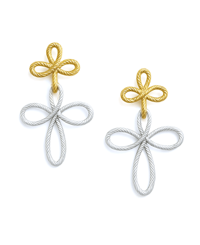 Linked Flower Shape Metal Post Earring