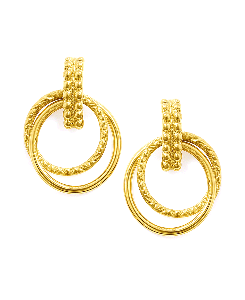 Double Round Post Earring