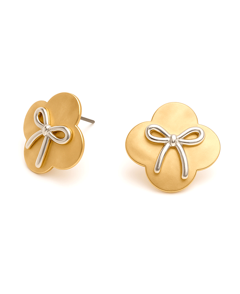Clover w/ Bow Pot Earring