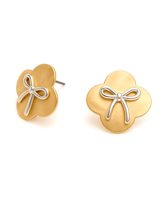 Clover w/ Bow Pot Earring
