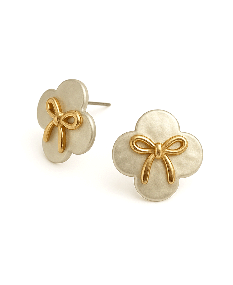 Clover w/ Bow Pot Earring