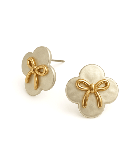 Clover w/ Bow Pot Earring