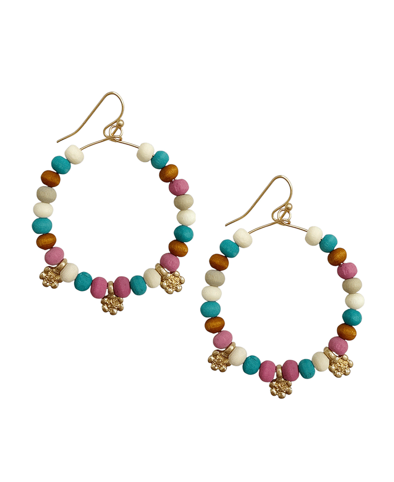 Wood Bead Circle Earring
