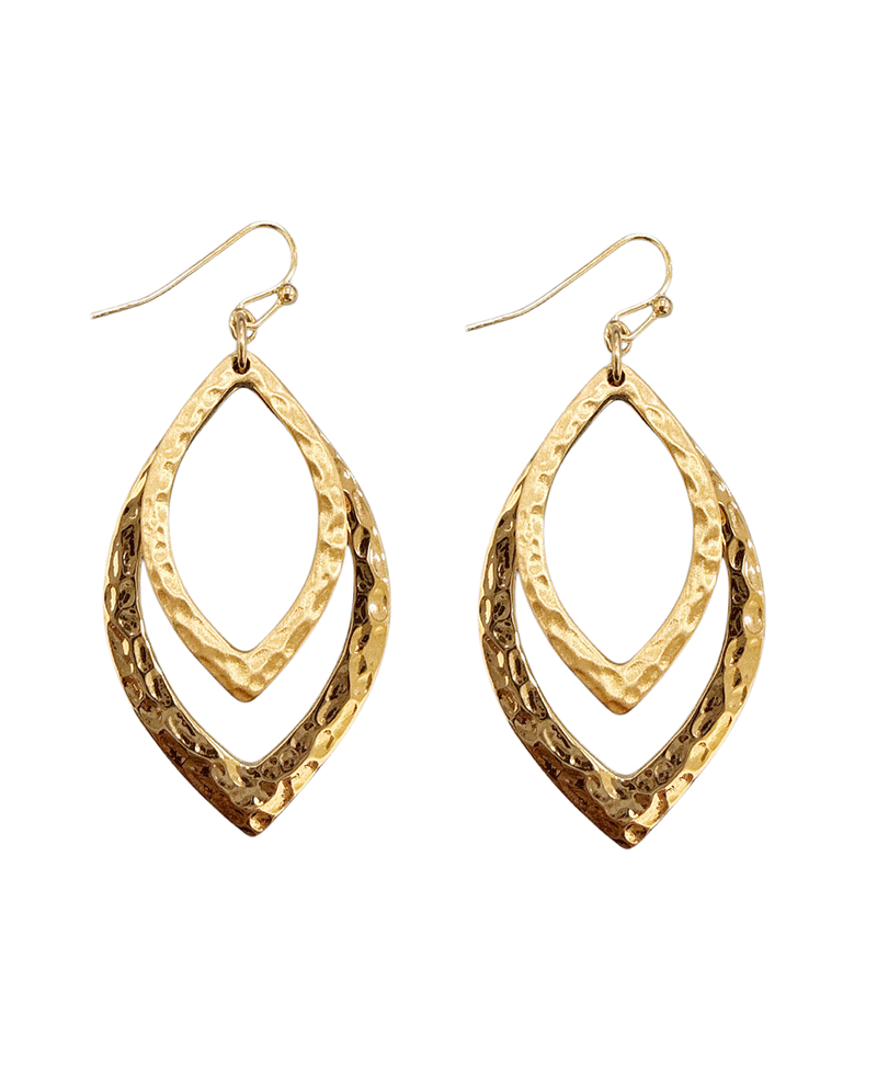 Textured Hammered Metal Double Layered Teardrop Earring