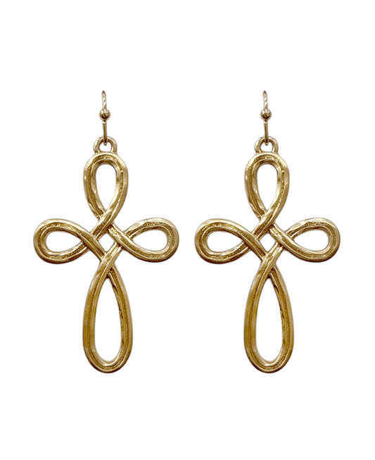 Textured Infinity Cross Earring