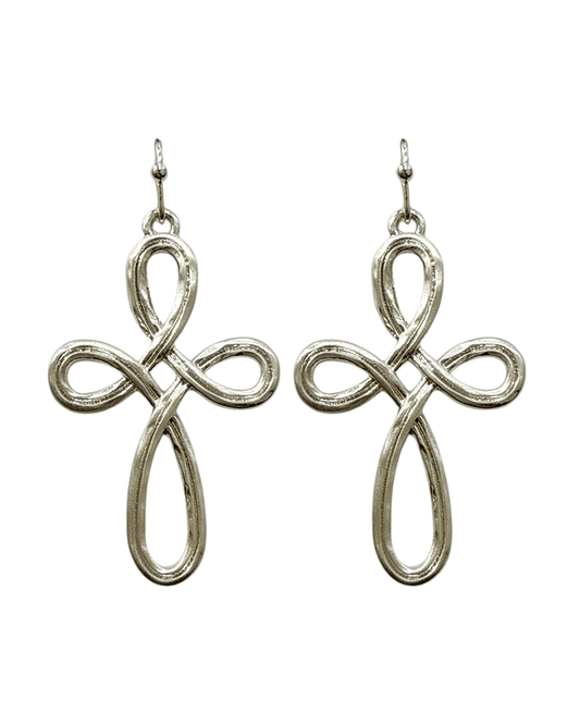 Textured Infinity Cross Earring