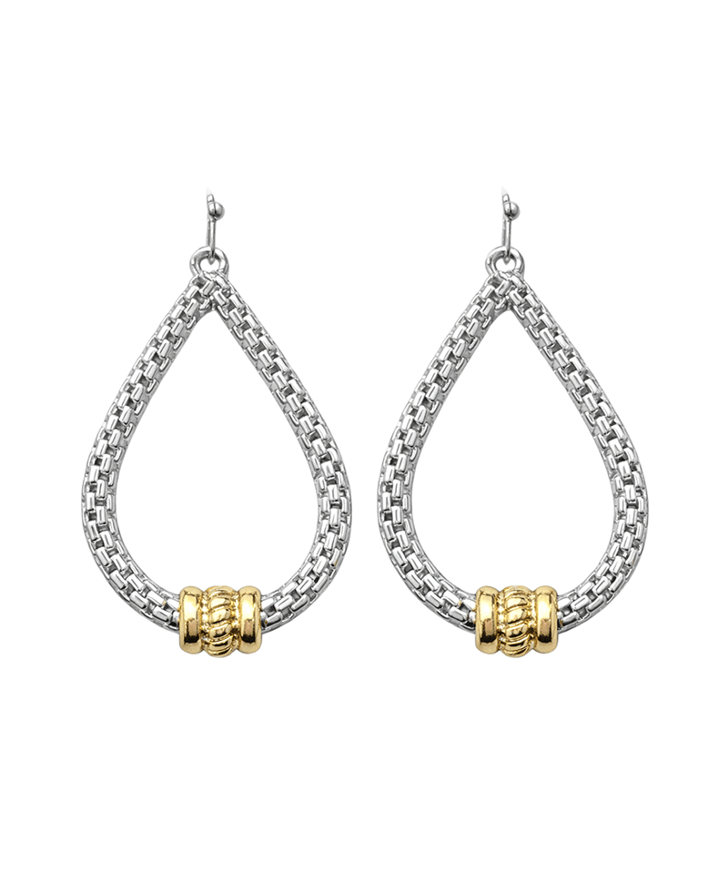 Woven Style Textured Accent Teardrop Earring