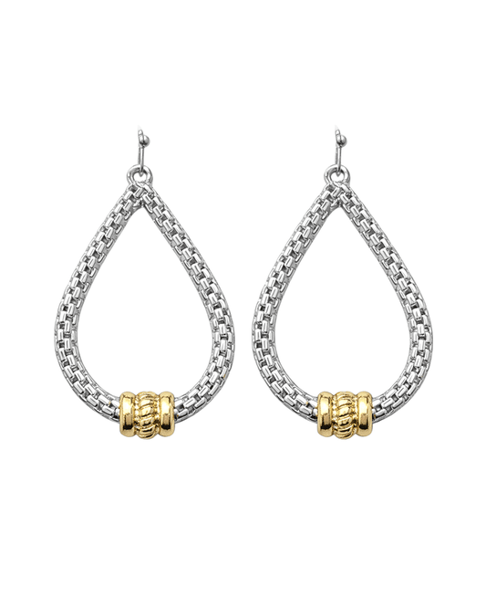 Woven Style Textured Accent Teardrop Earring