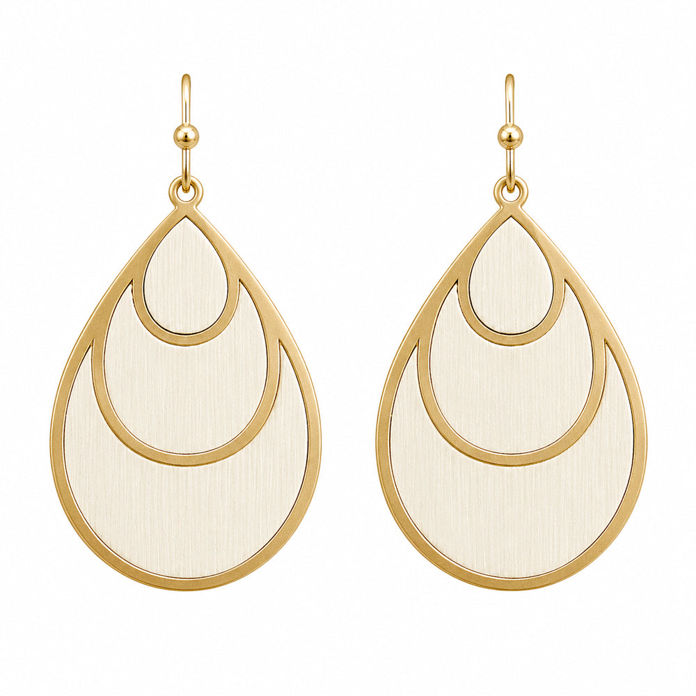 Nesting Wood & Metal Teardrop Earring