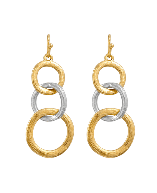 Triple Interlocking Circle Drop Earring