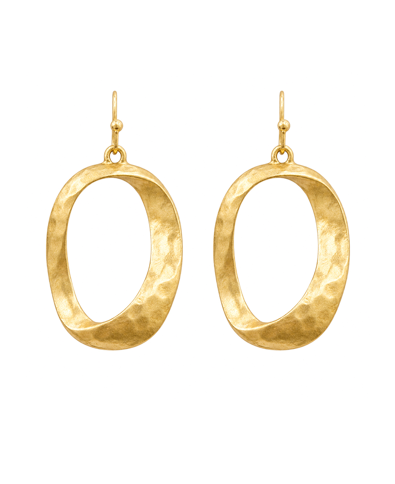 Hammered Oval Drop Earring