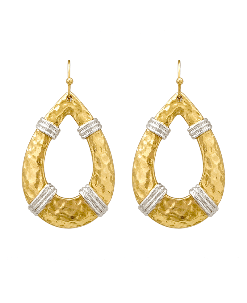 Wrapped Wire Hammered Teardrop Earring