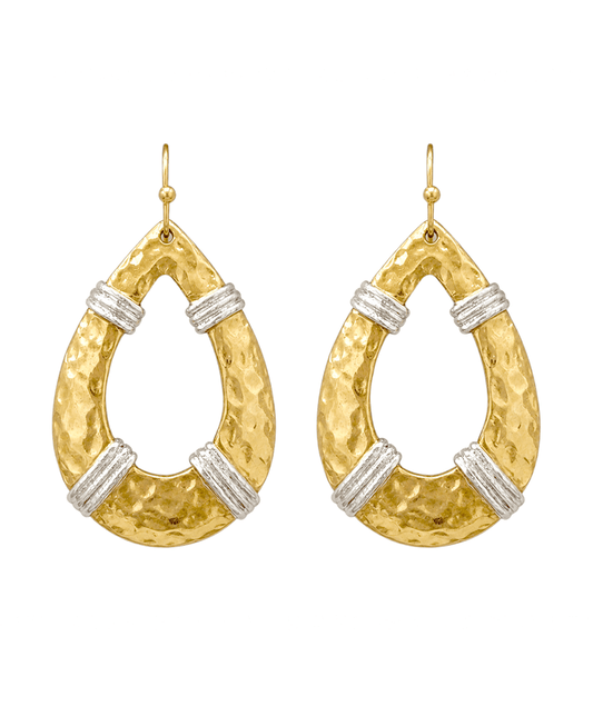 Wrapped Wire Hammered Teardrop Earring