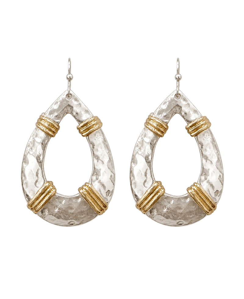 Wrapped Wire Hammered Teardrop Earring