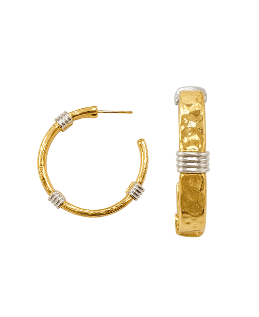 Two Tone Textured Hoop Earring