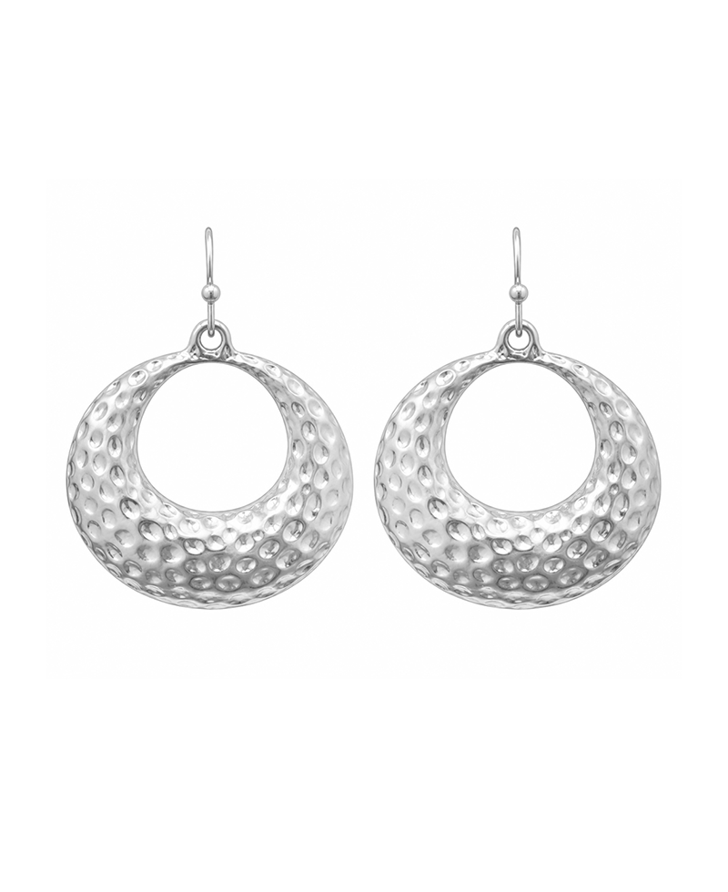 Hammered Crescent Hoop Earring