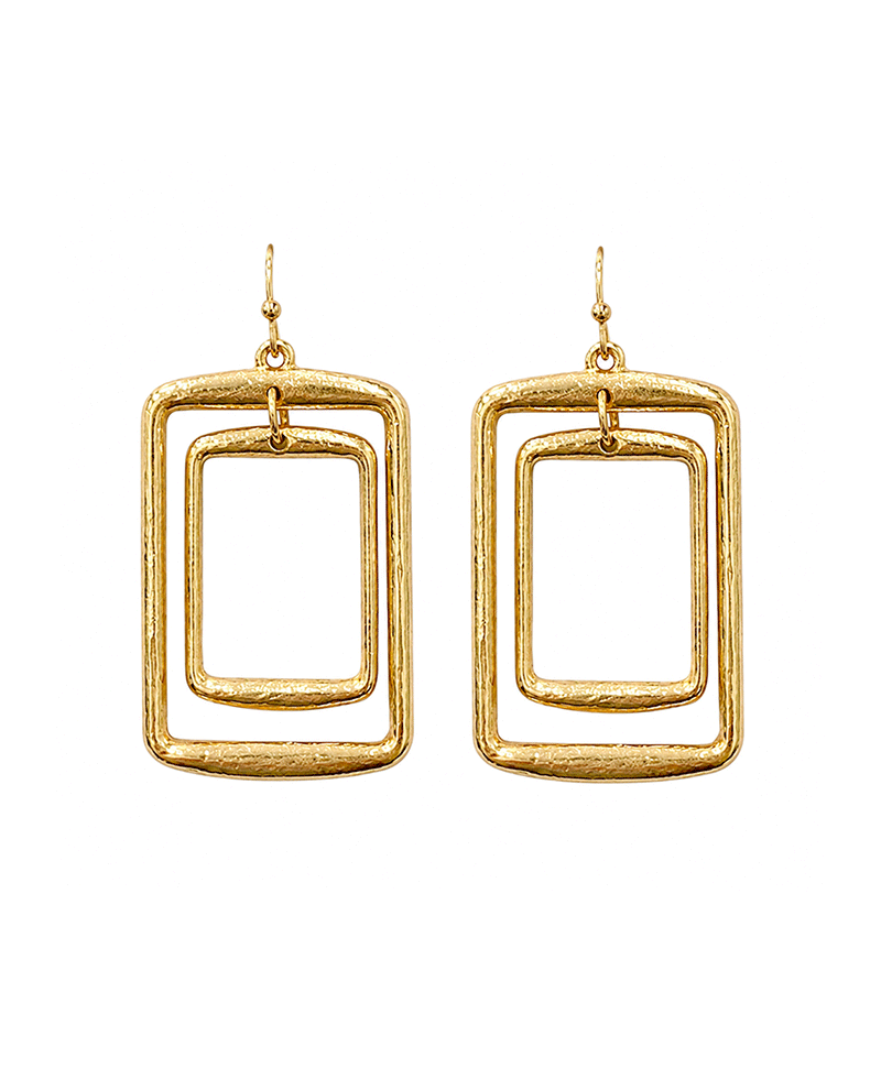 Double Square Dangle Earring